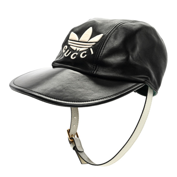 GUCCI X ADIDAS Black Calfskin Trefoil Stefanos Baseball Hat (Size S) RRP $870 - Picture 2 of 7